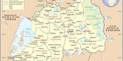Karta för karta Rwanda omgivande länder