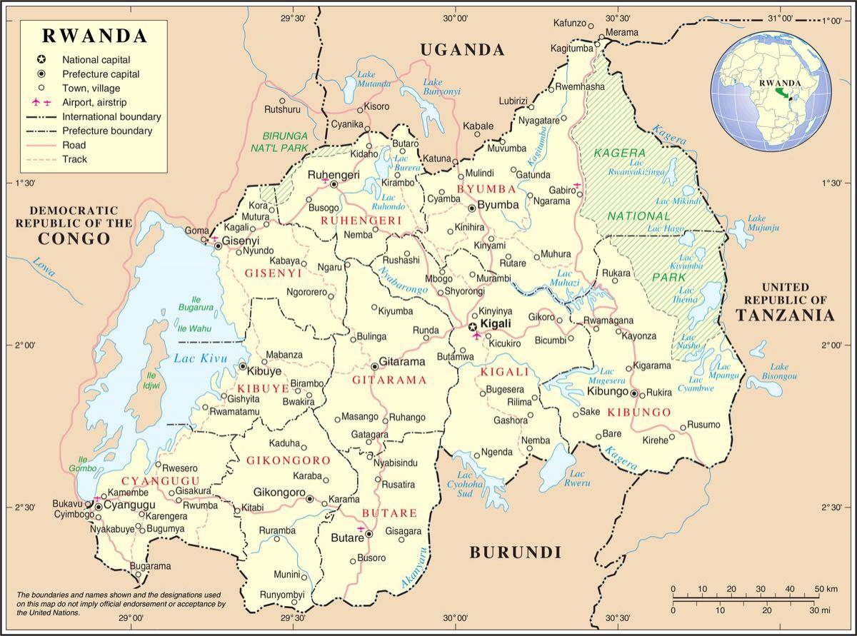 karta för karta Rwanda omgivande länder