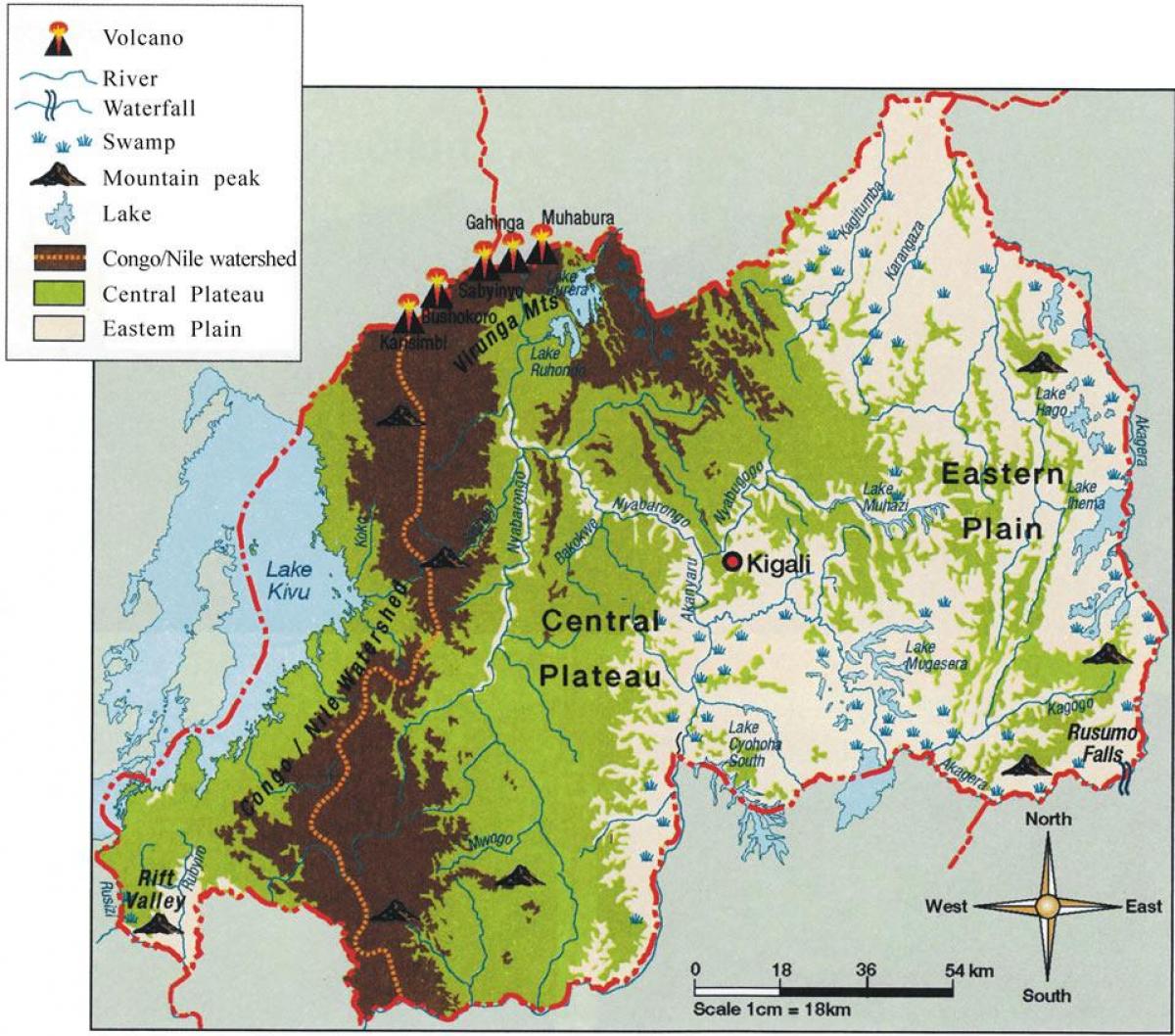geografisk karta över Rwanda