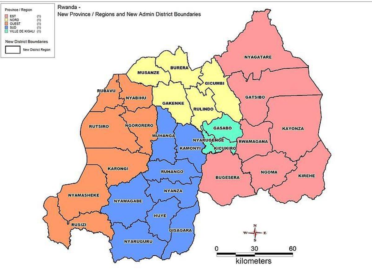 karta över Rwanda karta provinser