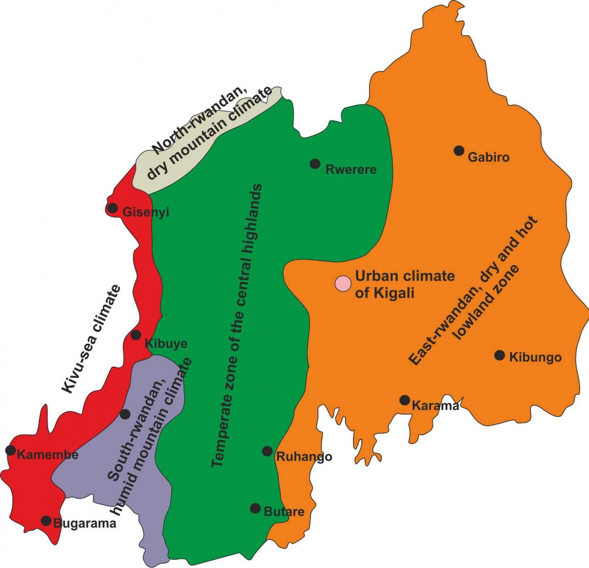 karta över Rwanda klimat