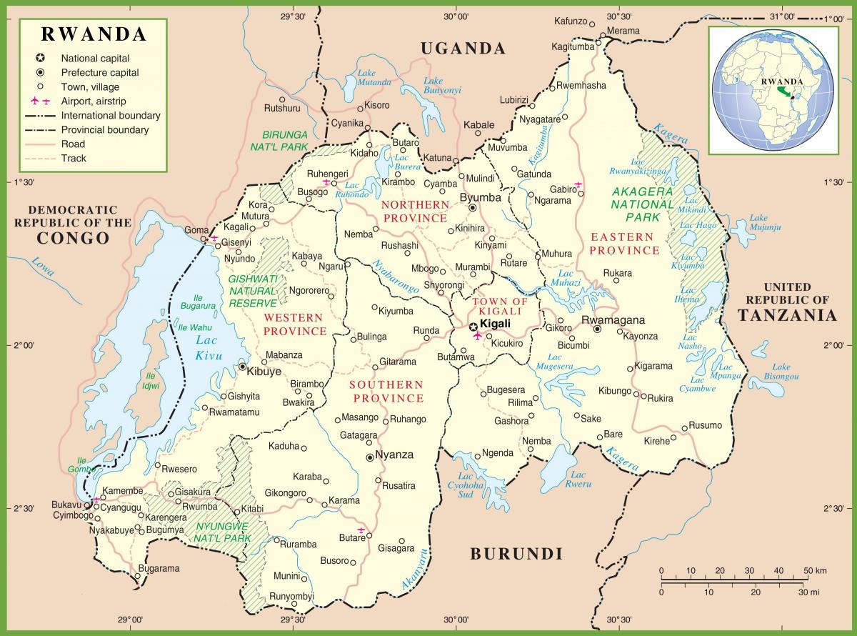 karta över Rwanda politiska