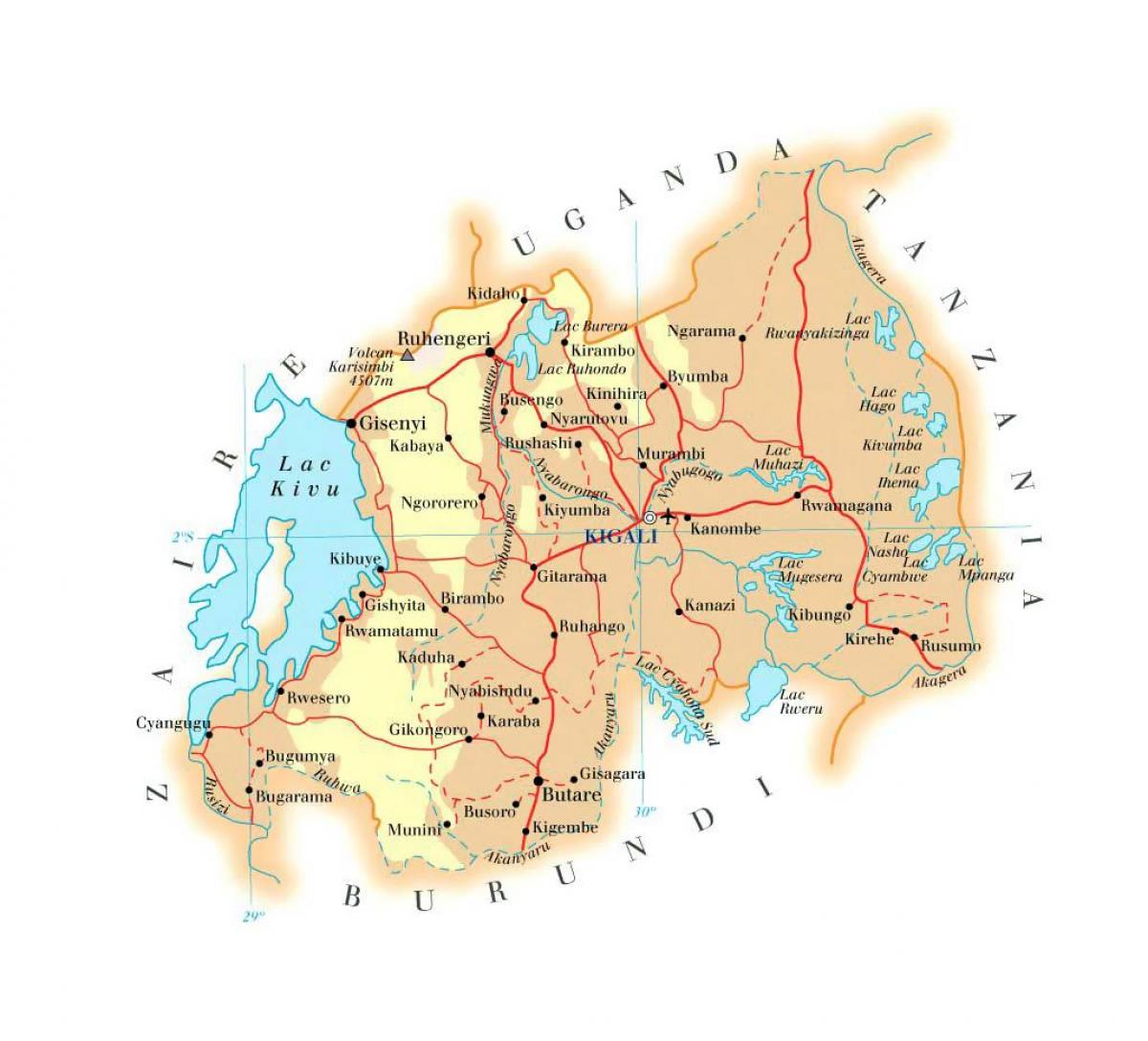 karta över Rwanda road