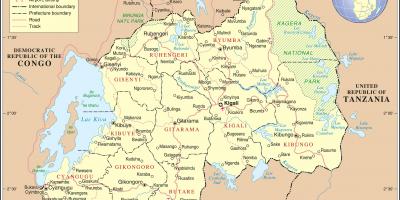 Karta av administrativ karta över Rwanda