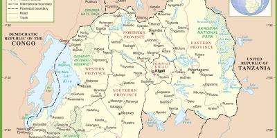 Karta över Rwanda politiska